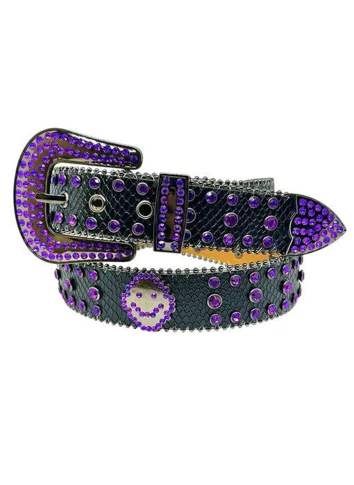 Loosey Smile Rhinestone Belt - Purple/Black