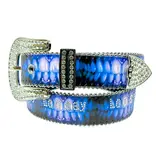 Loosey Loosey Pearly Whites Rhinestone Belt - Silver/Blk/Blu