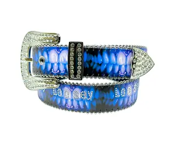 Loosey Pearly Whites Rhinestone Belt - Silver/Blk/Blu