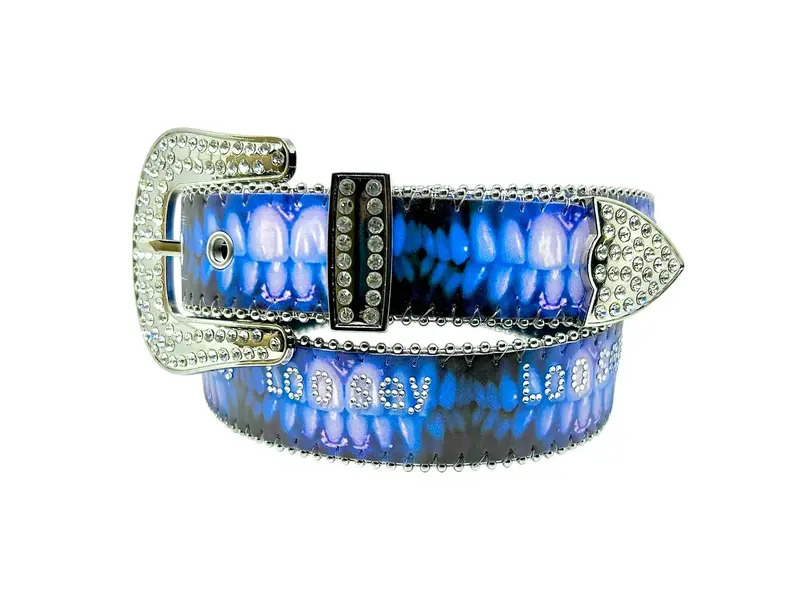 Loosey Loosey Pearly Whites Rhinestone Belt - Silver/Blk/Blu