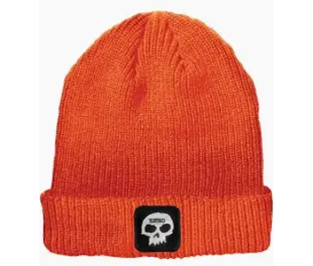 Zero Beanie Single Skull Patch - Orange