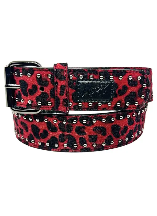 Loosey Cheetah Rivet Belt - Red