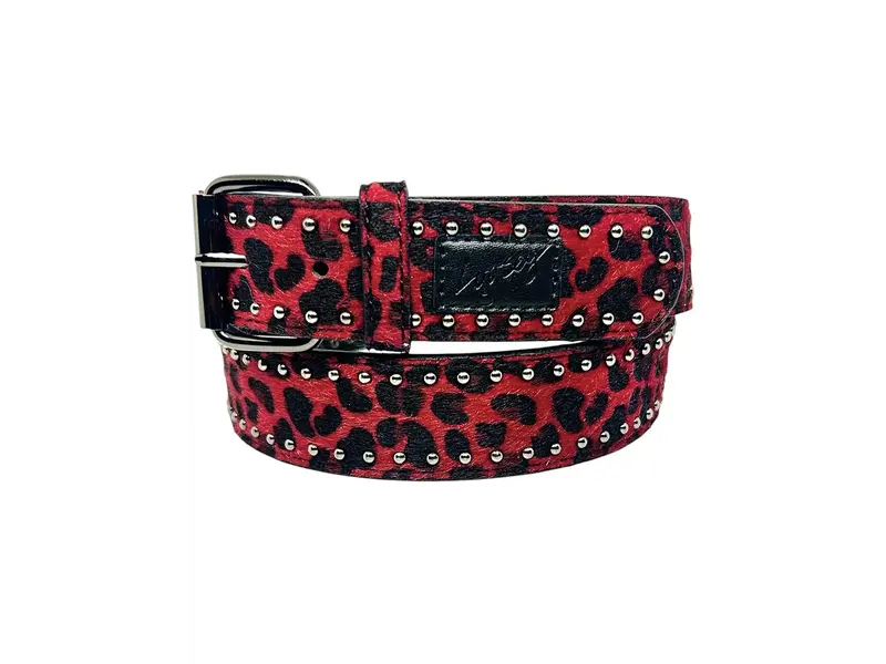 Loosey Loosey Cheetah Rivet Belt - Red