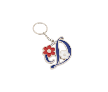 Dime Oversized Floral Keychain - Silver