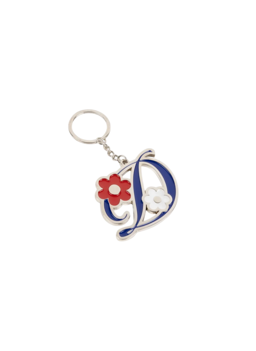 Dime Oversized Floral Keychain - Silver