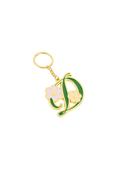 Dime Oversized Floral Keychain - Gold