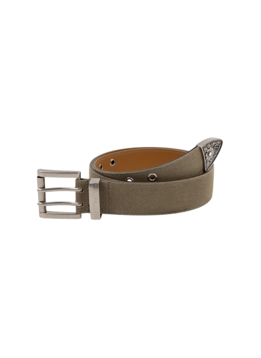 Dime Waxed Canvas Belt - Brown/Olive