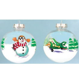 Transparent Plane and Snowman ornament