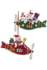 Snowman & Santa Plane Ornament