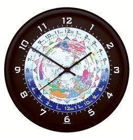 World Time Clock, Black Frame, 10"