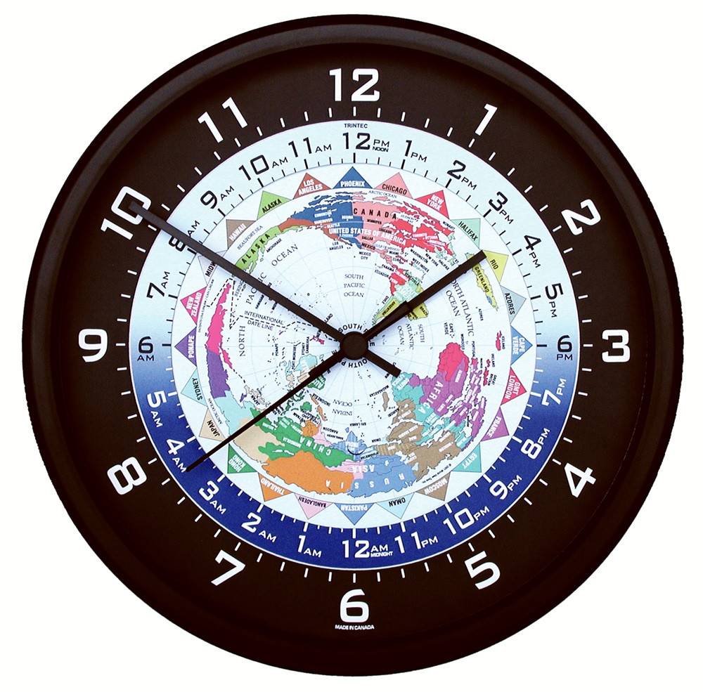 World Time Clock, Black Frame, 10" Pilot Outfitters