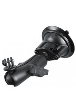 RAM TWIST LOCK SUCTION CUP MOUNT, SHORT DOUBLE SOCKET ARM WITH CUSTOM GoPro HERO ADAPTER