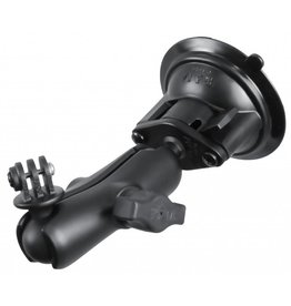 RAM TWIST LOCK SUCTION CUP MOUNT, SHORT DOUBLE SOCKET ARM WITH CUSTOM GoPro HERO ADAPTER