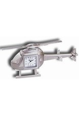 DESK CLOCK, HELICOPTER, METAL, SILVER