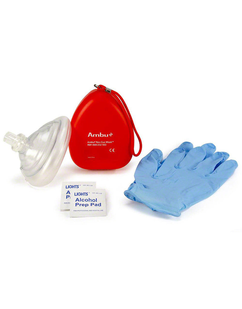 AMBU® Rescue Mask w/ Hard Case, Valve/Filter, Gloves & Wipe