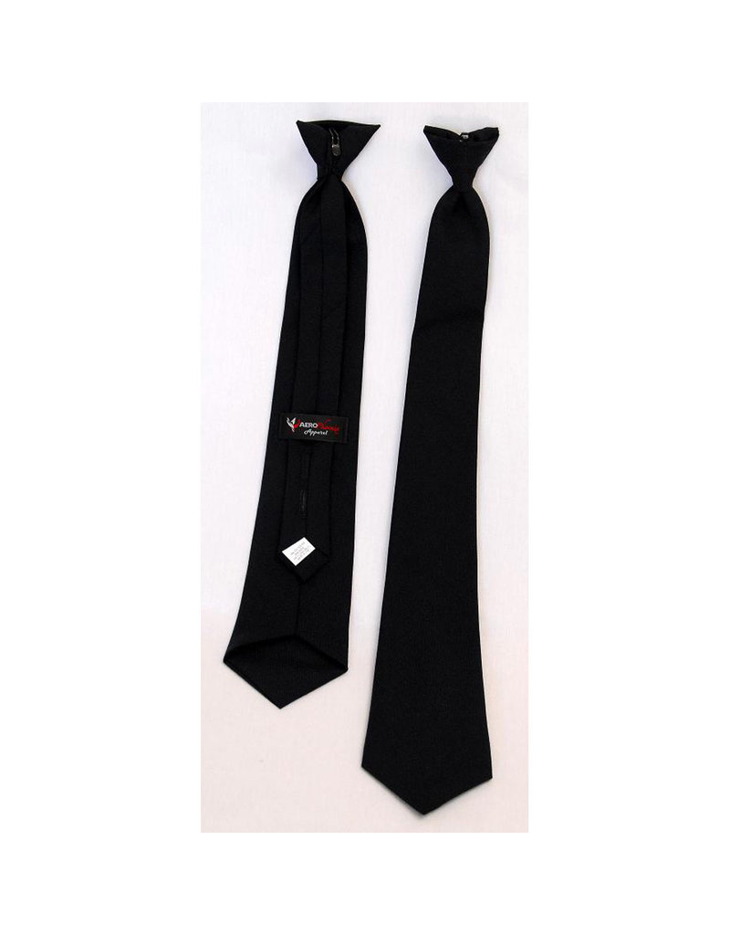 TIE, CLIP-ON, XL, BLACK, POLYESTER WOOL BLEND