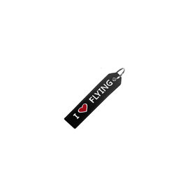 I LOVE FLYING Embroidered Keychain, Black