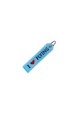 I LOVE FLYING Embroidered Keychain, Blue