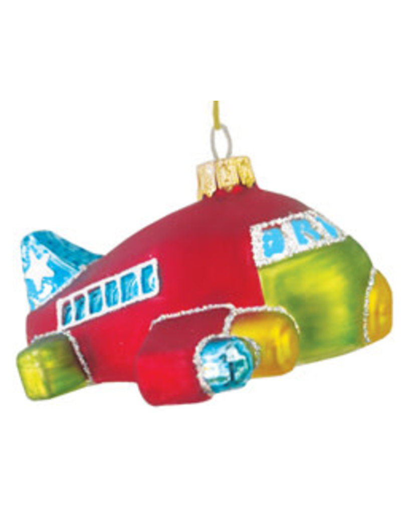 Glass Red Airplane Ornament