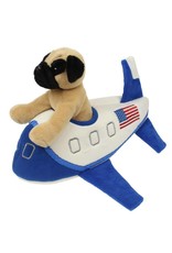 PUG PLUSH, BLUE AIRPLANE