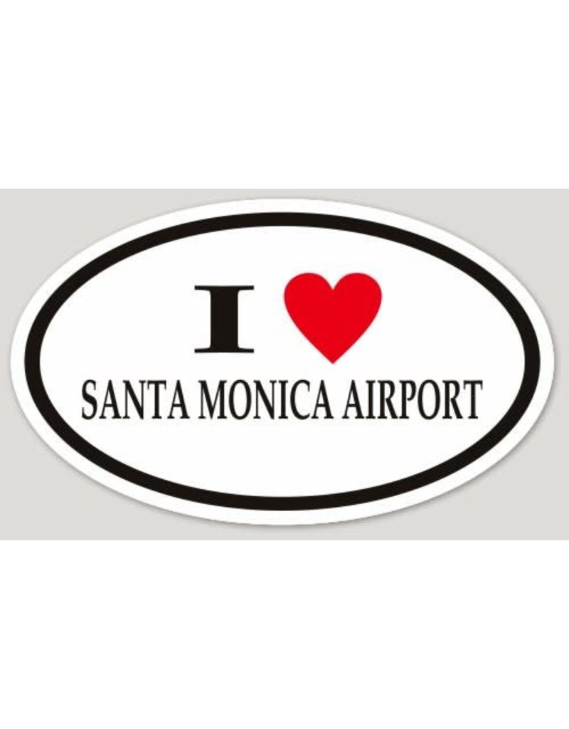 I LOVE SANTA MONICA AIRPORT OVAL STICKER