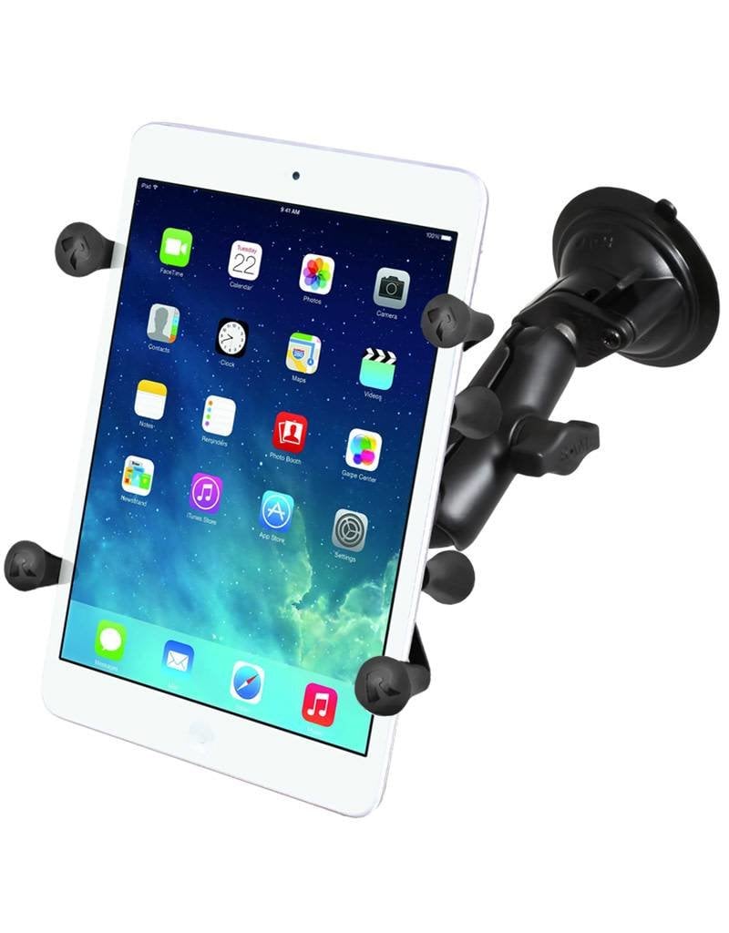 RAM TWIST LOCK SINGLE SUCTION CUP WITH LONG DOUBLE SOCKET ARM AND UNIVERSAL X-GRIP FOR iPAD MINI