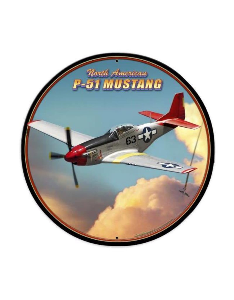 P-51 Mustang Round Metal Sign