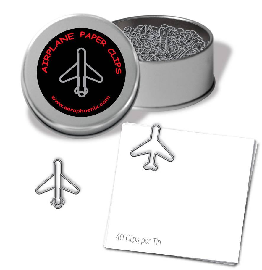 Jet Airplane Paper Clips (silver) Pilot Outfitters