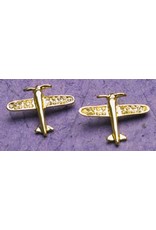 AIRPLANE Gold Crystal Earrings