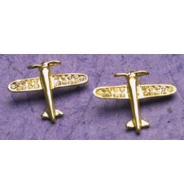 AIRPLANE Gold Crystal Earrings
