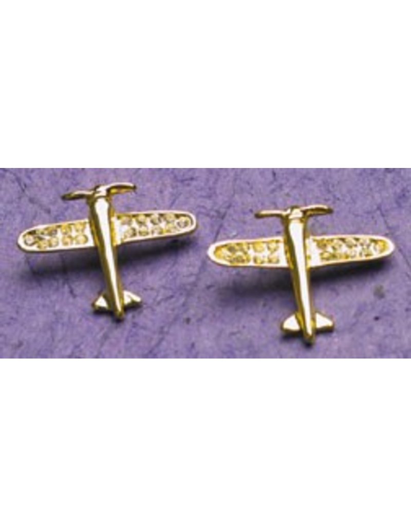 AIRPLANE Gold Crystal Earrings