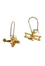 Gold Biplane Earrings