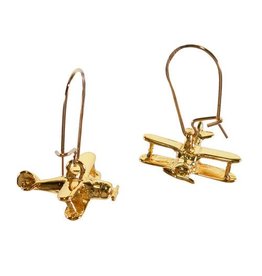 Gold Biplane Earrings