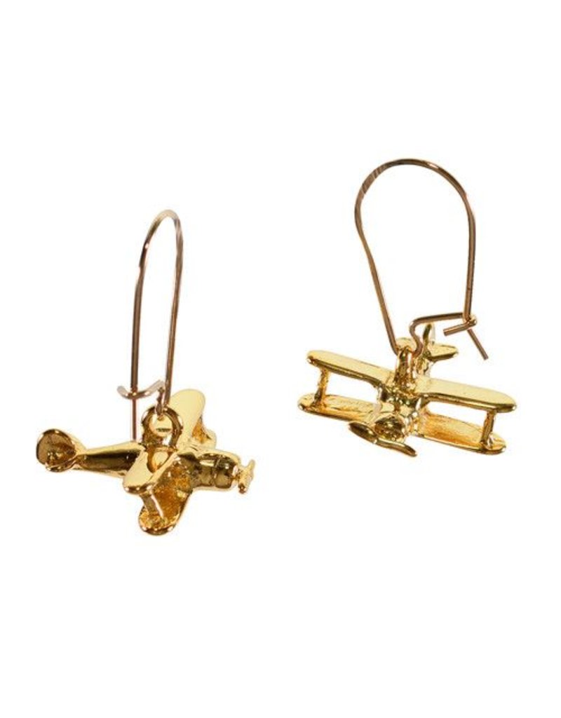 Gold Biplane Earrings