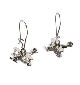 Silver Biplane Earrings