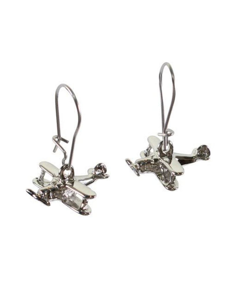 Silver Biplane Earrings