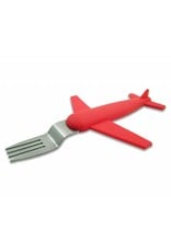 AIRPLANE FORK & SPOON SET, STAINLESS STEEL & SILICONE