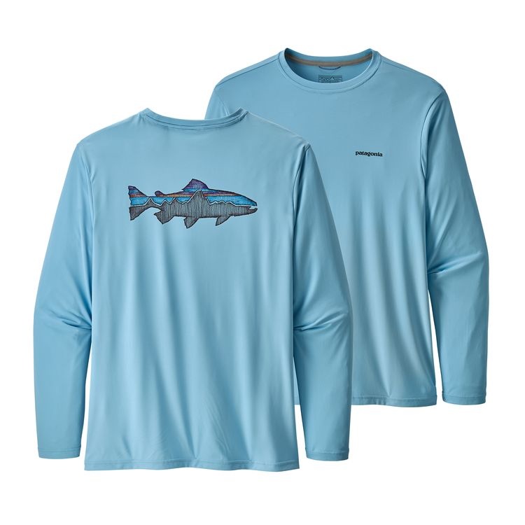 Patagonia L/S Cap Cool Daily Fish Graphic Shirt Sketched Fitz Roy Trout ...