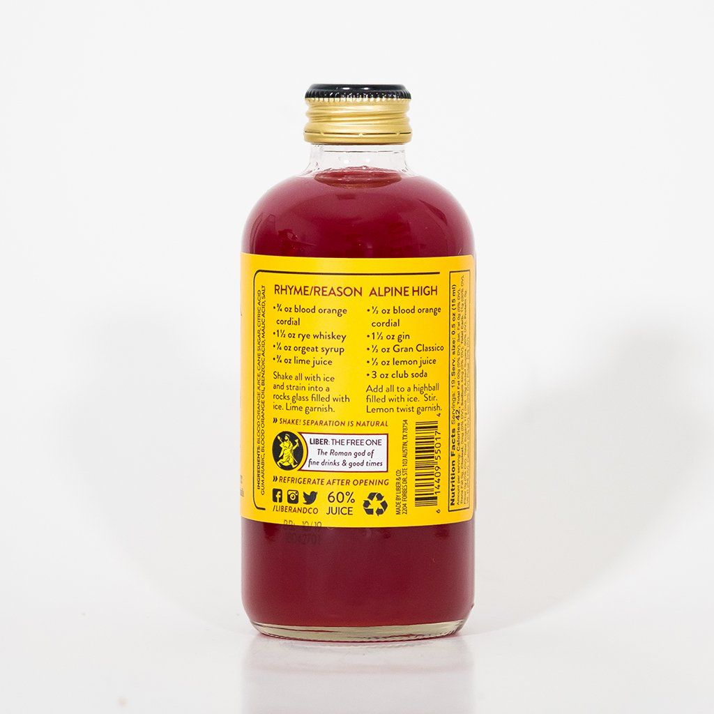 Mixer Liber & Co. Blood Orange Cordial 280ml Independent Spirits, Inc.