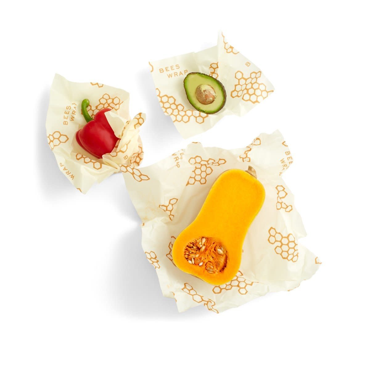 Bees Wrap Assorted 3 Pack (S, M, L) Yellow Honeycomb