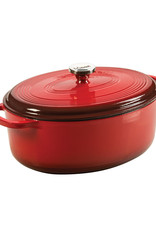 Lodge 7 qt Oval Dutch Oven Red Cast Iron Enamel