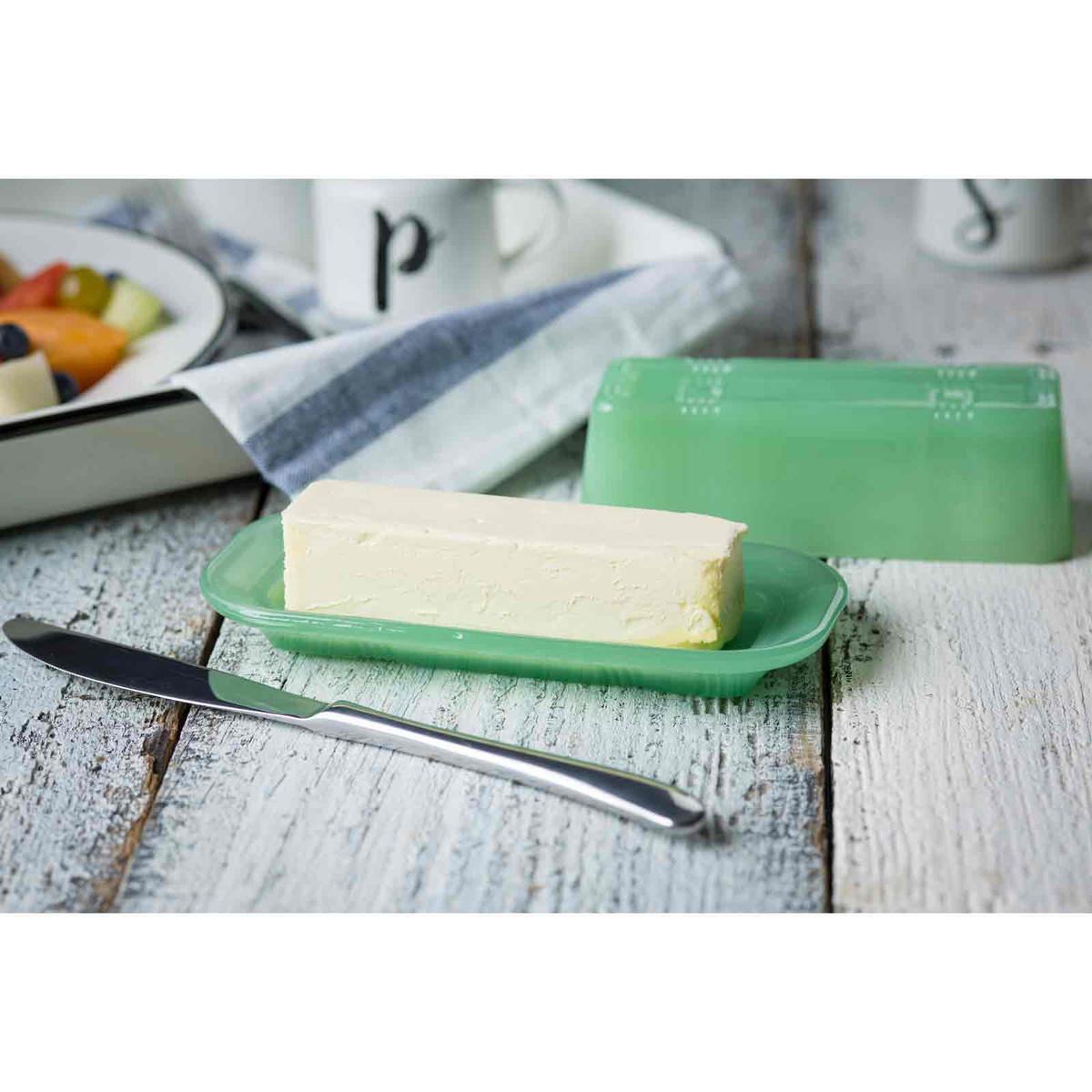 Tablecraft Jadeite Glass Butter Dish