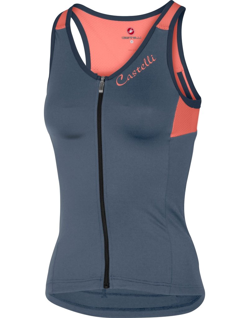 Castelli Castelli Solare Top "Color: Dark Steel Blue/Salmon","Size: L"