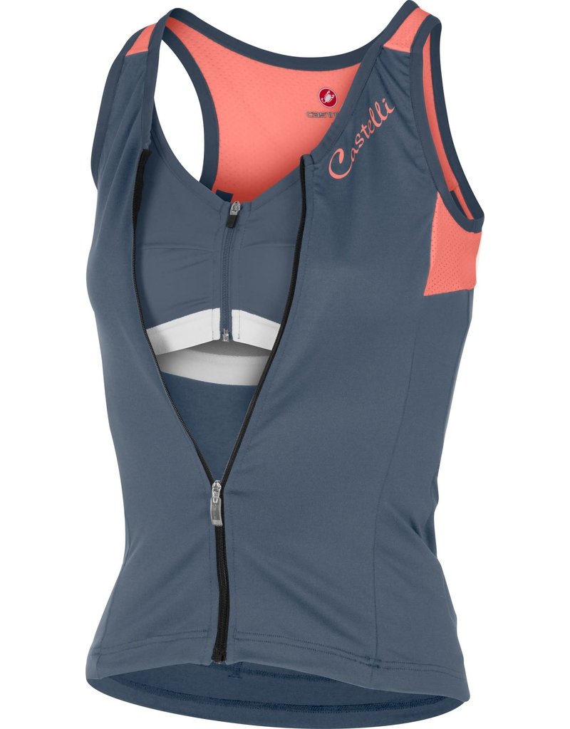 Castelli Castelli Solare Top "Color: Dark Steel Blue/Salmon","Size: L"