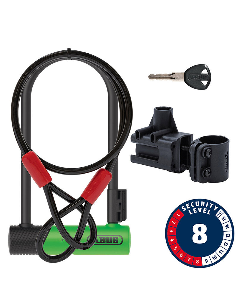 ABUS Abus, Ultra 410K + Cobra, U-Lock, Key, 12mm, 170x230mm, 6.7''x9'', Green