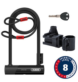 ABUS Abus, Ultra 410K + Cobra, U-Lock, Key, 12mm, 170x230mm, 6.7''x9'', Black