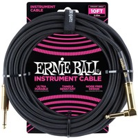 Ernie Ball - Instrument Cable - 10ft -  ST/RA - Braided Black