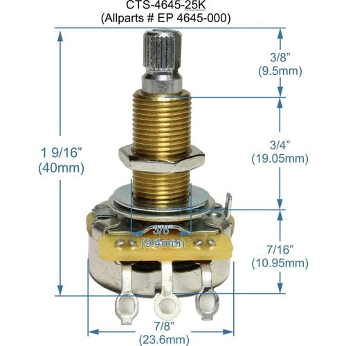 Allparts Allparts - 25K - Long Thread - Split Shaft - Pot