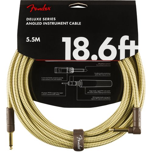 Fender Fender - Deluxe - Instrument Cable - 18.6'ft - RA/ST - Tweed Fender Fender - Deluxe - Instrument Cable - 18.6'ft - RA/ST - Tweed