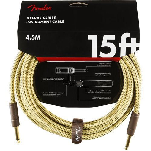 Fender Fender - Deluxe - Instrument Cable - 15'ft - ST/ST - Tweed Fender Fender - Deluxe - Instrument Cable - 15'ft - ST/ST - Tweed